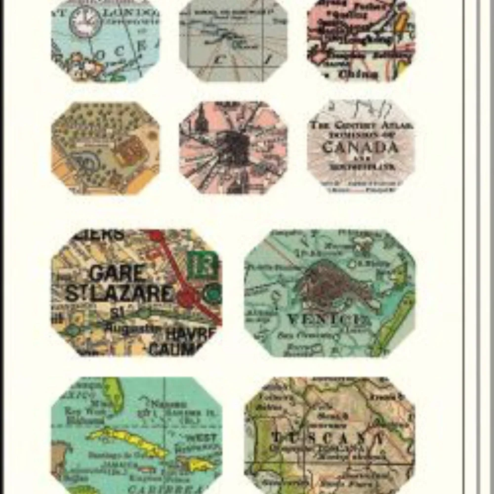 Vintage Maps - Cavallini & Co. Vintage Stickers NEW IN BOX